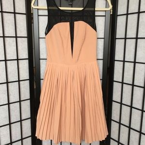 Sheer top, pleated A-line Dress